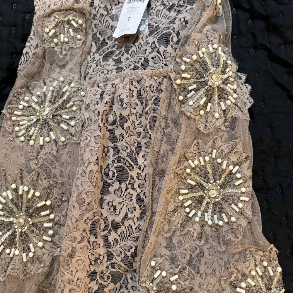 Elegant Lace Vest with Beaded Floral Accents